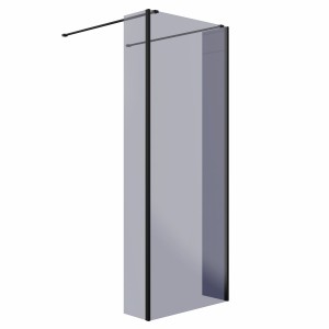 Wasdale 800mm Black Smoked Walk Through Wet Room Screen with 215mm Hinged Return Screens