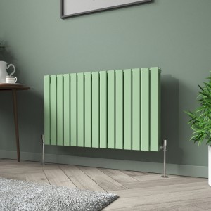 Karlstad 600 x 1022mm Pastel Green Double Flat Panel Horizontal Designer Radiator