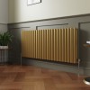 Norden 600 x 1417mm Metallic Gold Double Oval Column Horizontal Designer Radiator