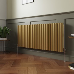 Norden 600 x 1417mm Metallic Gold Double Oval Column Horizontal Designer Radiator