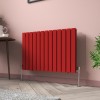Karlstad 600 x 886mm Signal Red Double Flat Panel Horizontal Designer Radiator