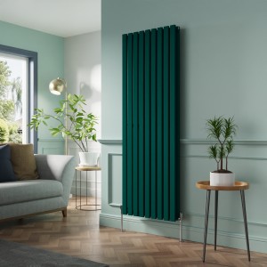 Lulea 1800 x 620mm Blue Green Double Flat Panel Vertical Designer Radiator