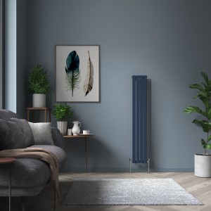 Karlstad - Sapphire Blue Flat Panel Vertical Designer Radiator - Choice of Size