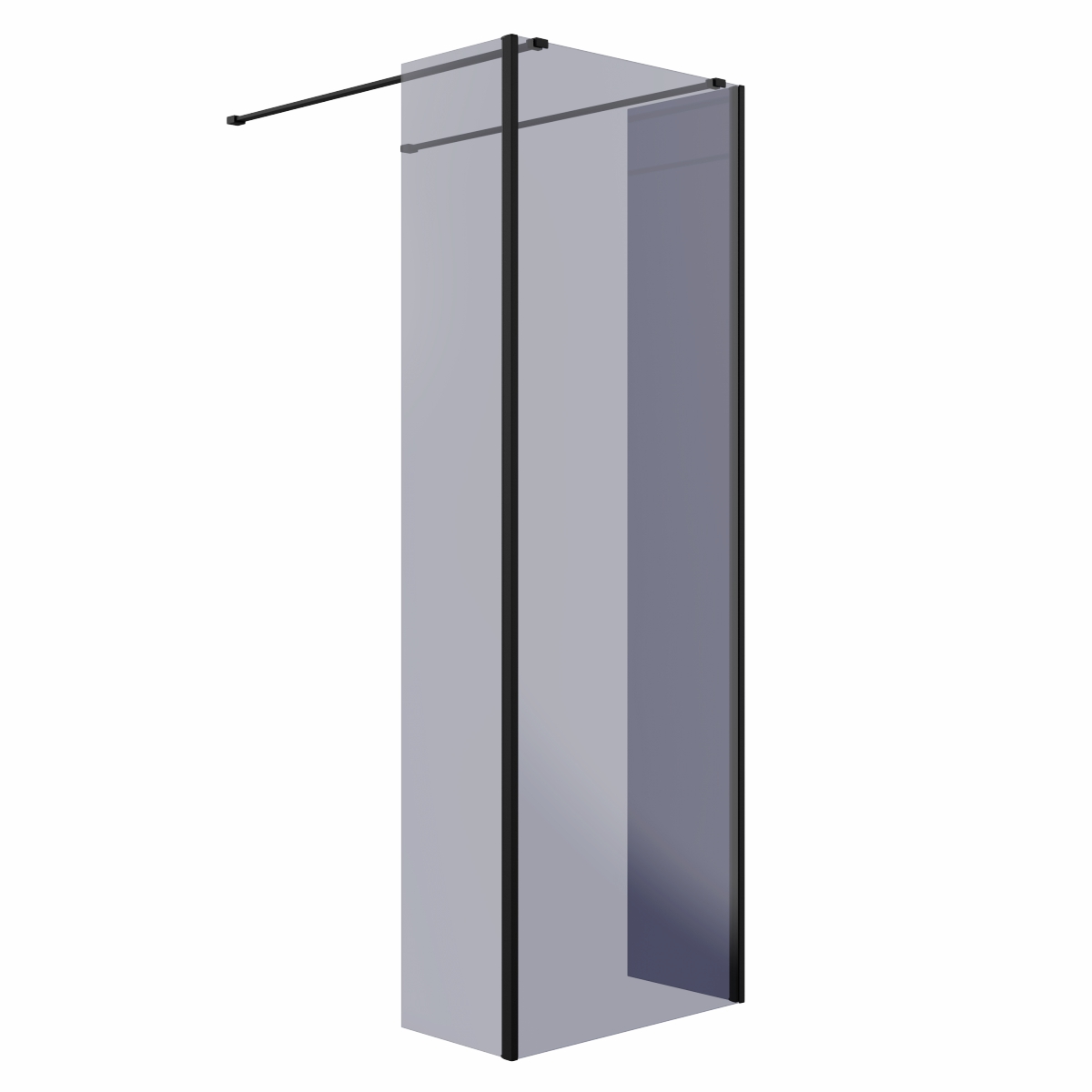 Wasdale 700mm Black Smoked Walk Through Wet Room Screen with 300mm Hinged Return Screens