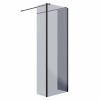 Wasdale 700mm Black Smoked Walk Through Wet Room Screen with 300mm Hinged Return Screen
