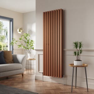 Lulea 1800 x 620mm Metallic Bronze Double Flat Panel Vertical Designer Radiator