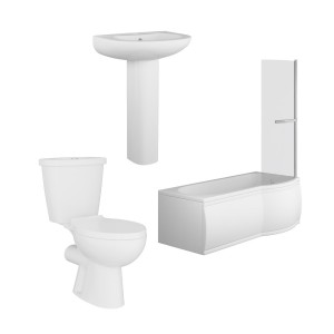 Splash Bathroom Suite with 1675mm Left Hand P Shape Shower Bath