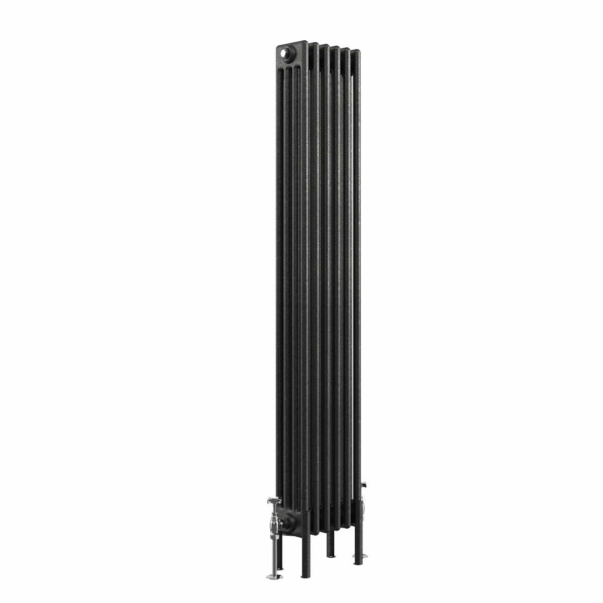 Bern 1500 x 290mm Black Silver Four Column Vertical Traditional Radiator