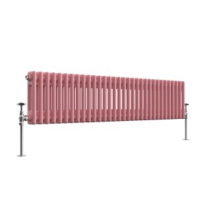 Bern 300 x 1460mm Rose Pink Double Column Horizontal Traditional Radiator