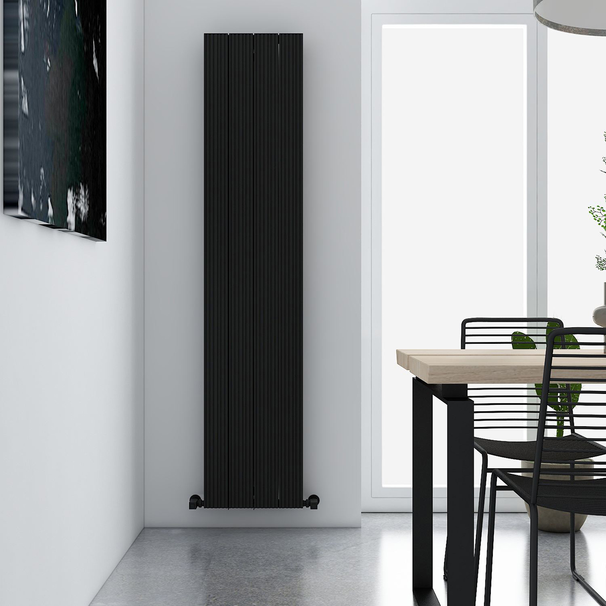 Carisa Monza Double 1800 x 375mm Black Designer Aluminium Radiator