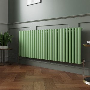 Norden 600 x 1594mm Pastel Green Single Oval Column Horizontal Designer Radiator