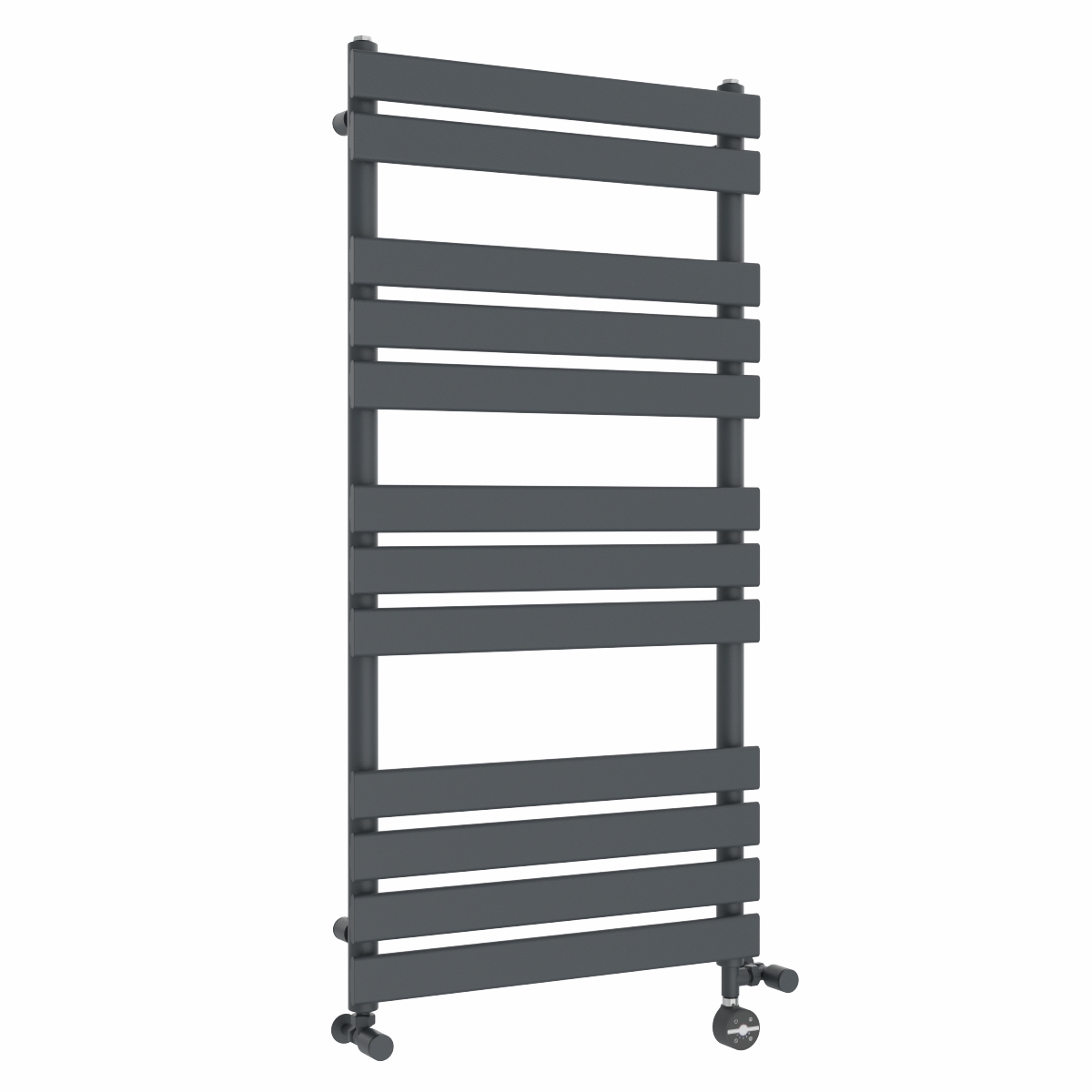 Juva 1200 x 600mm Dual Fuel Sand Grey Flat Panel Thermostatic Touch Control Electric Heated Towel Rail