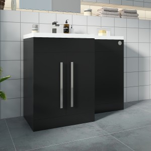 Calm Matt Black Left Hand Combination Vanity Set with Concealed Cistern (No Toilet)
