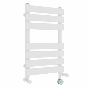 Juva 650 x 400mm Dual Fuel White Flat Panel Thermostatic Touch Control Wifi Electric Heated Towel Rail