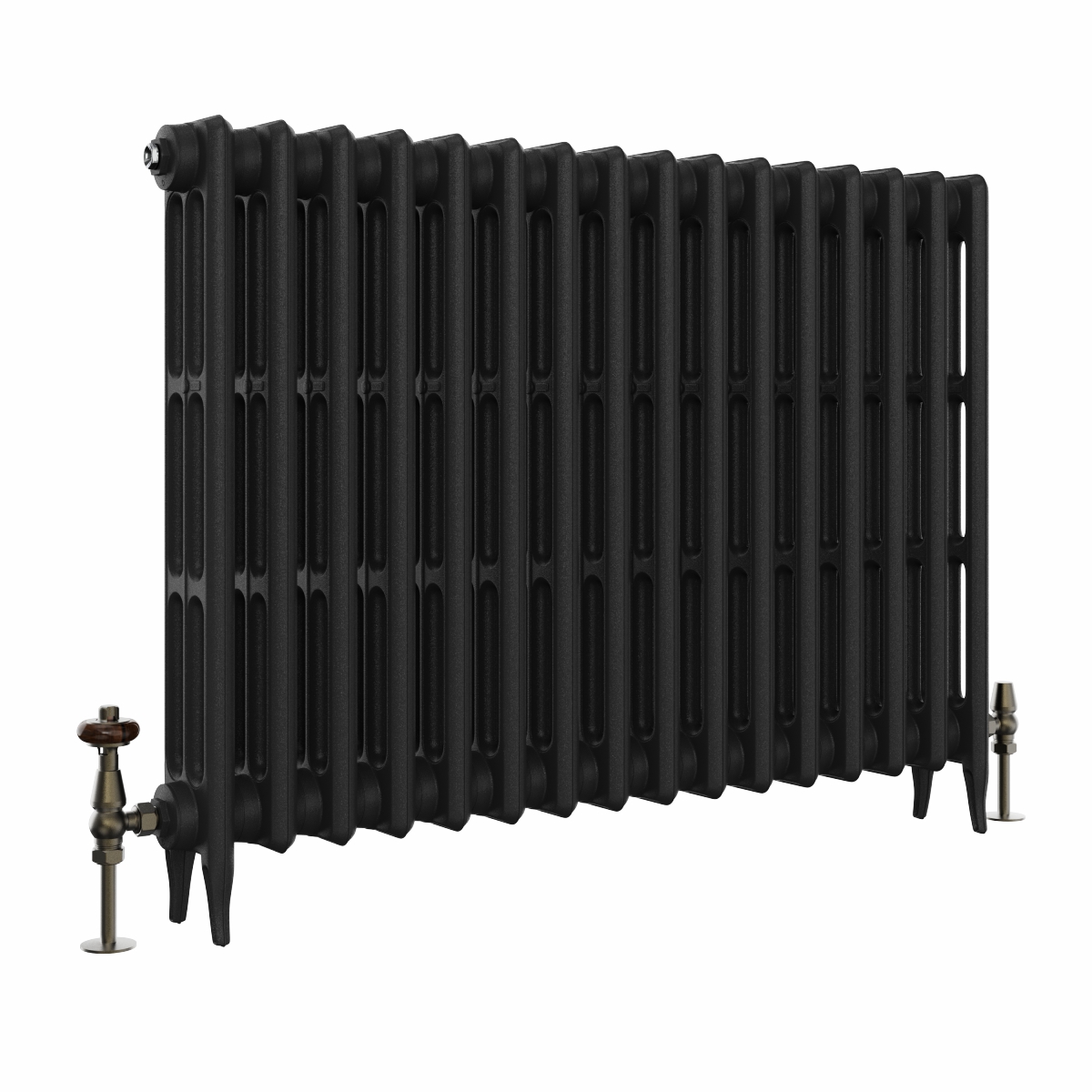 Classic 745 x 1026mm Black Primered Finish Triple Column Cast Iron Radiator - 16 Sections