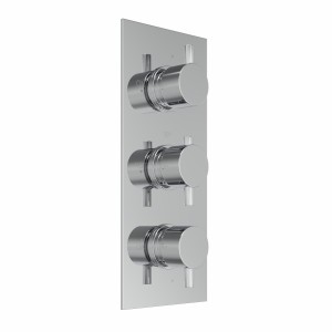 Thurso Triple Round Handle Concealed Valve, 2 Outlet Chrome