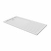 Essentials Anti-Slip 1600 x 800mm Rectangle Stone Shower Tray White with Walk in