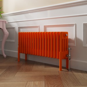 Bern 300 x 830mm Traditional Bright Orange Horizontal Four Column Radiator