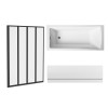 Sawley 1400 x 700mm Straight Bath Single Ended with Front Panel and Black Folding Bath Screen