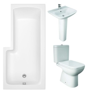 RAK Origin Modern Bathroom Suite with L-Shape Shower Bath and Front Panel - Right Hand - 1700mm