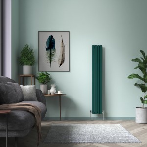 Karlstad 1800 x 274mm Blue Green Double Flat Panel Vertical Designer Radiator