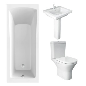 RAK Resort Mini Open Back Toilet with 550mm Basin Modern Bathroom Suite and Single Ended Bath - 1700 x 700mm