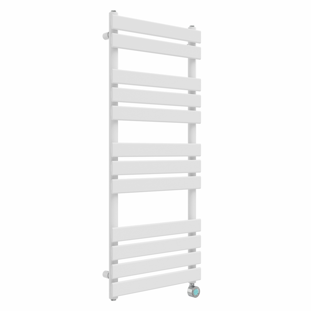 Juva 1200 x 500mm White Flat Panel Thermostatic Touch Control Wifi Electric Heated Towel Rail