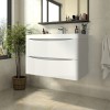 Avon Gloss White Wall Hung Basin Drawer Vanity Unit - 800mm