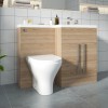 Calm Light Oak Right Hand Combination Vanity Unit Basin L Shape with Back to Wall Fresh Curved Toilet & Soft Close Seat & Concealed Cistern - 1100mm