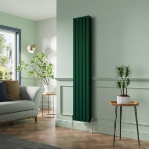 Lulea 1800 x 340mm Moss Green Double Flat Panel Vertical Designer Radiator