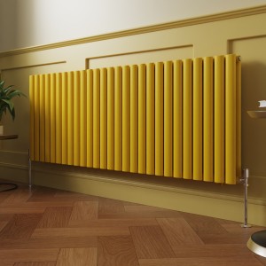 Norden 600 x 1594mm Zinc Yellow Double Horizontal Oval Column Designer Radiator