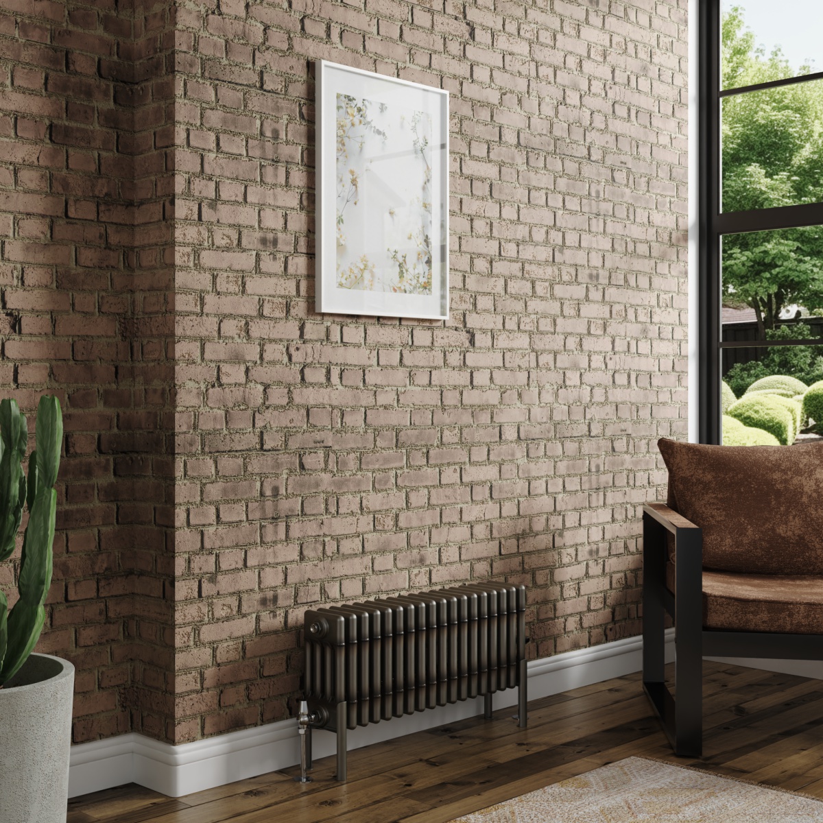 Bern 300 x 830mm Raw Metal Four Column Horizontal Traditional Radiator