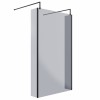 Wasdale 1200mm Black Smoked Walk Through Wet Room Screen with 215mm Hinged Return Screen & L- Shape Support Arms 