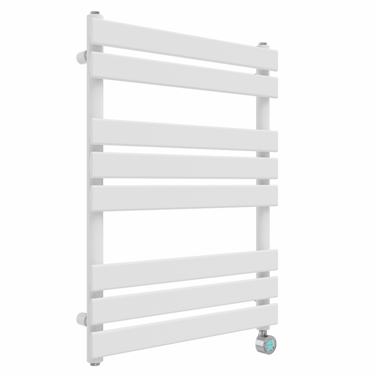 Juva 800 x 600mm White Flat Panel Thermostatic Touch Control Electric Heated Towel Rail