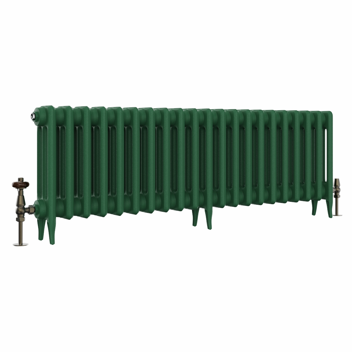 Classic  450 x 1336mm Farrow & Ball Duck Green Triple Column Cast Iron Radiator - 21 Sections
