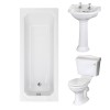 Dorchester Traditional Bathroom Suite 600mm 2 Tap Hole Basin with Traditional Single Ended Bath - 1700 x 700mm