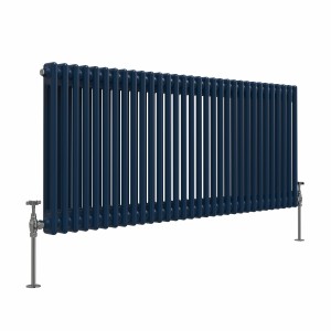 Bern 600 x 1460mm Sapphire Blue Double Column Horizontal Traditional Radiator