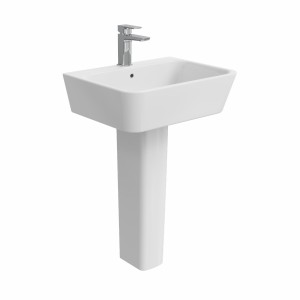 Cordoba Square 550mm 1 Tap-Hole Basin with Full Pedestal