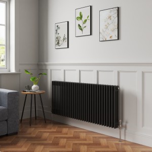 Bern 600 x 1460mm Black Triple Column Horizontal Traditional Radiator