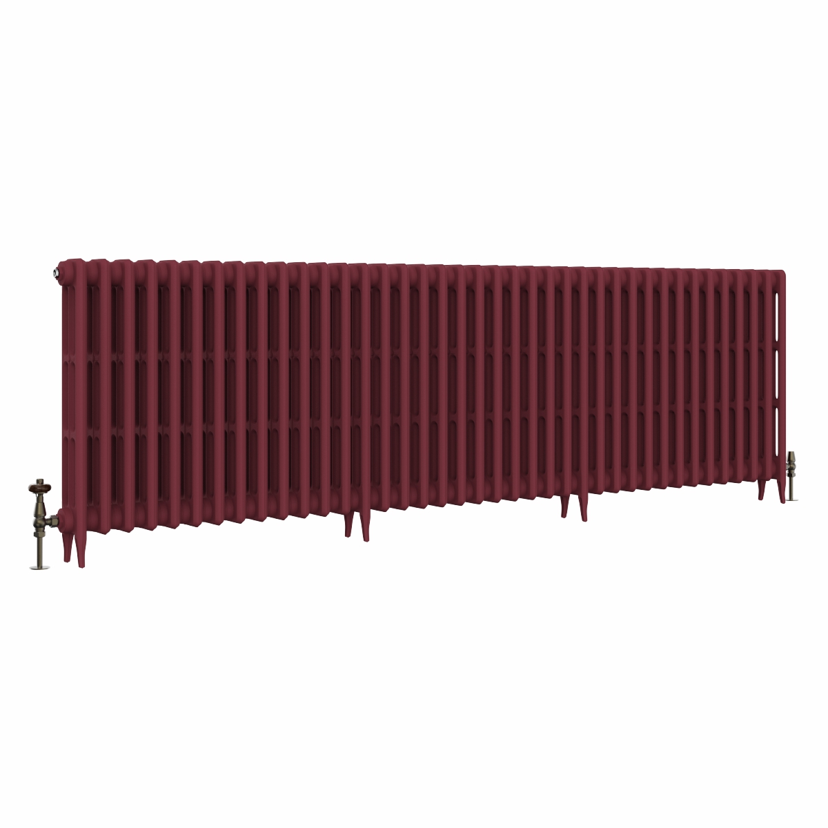 Classic  745 x 2452mm Farrow & Ball Eating Room Red Triple Column Cast Iron Radiator - 39 Sections