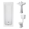 Wellington Low Level Comfort Height Toilet with Sand Seat & 560mm 1 Tap Hole Basin with 1700 x 700mm Traditional Straight Bath Single Ended