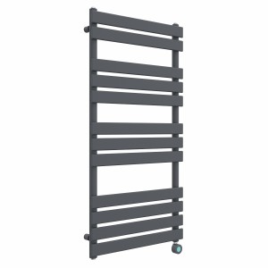 Juva 1200 x 600mm Sand Grey Flat Panel Thermostatic Touch Control Electric Heated Towel Rail