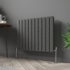 Karlstad 600 x 750mm Black Silver Double Horizontal Flat Panel Designer Radiator