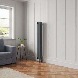 Bern 1500 x 200mm Anthracite Four Column Vertical Traditional Radiator