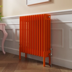 Bern 600 x 605mm Traditional Bright Orange Horizontal Four Column Radiator