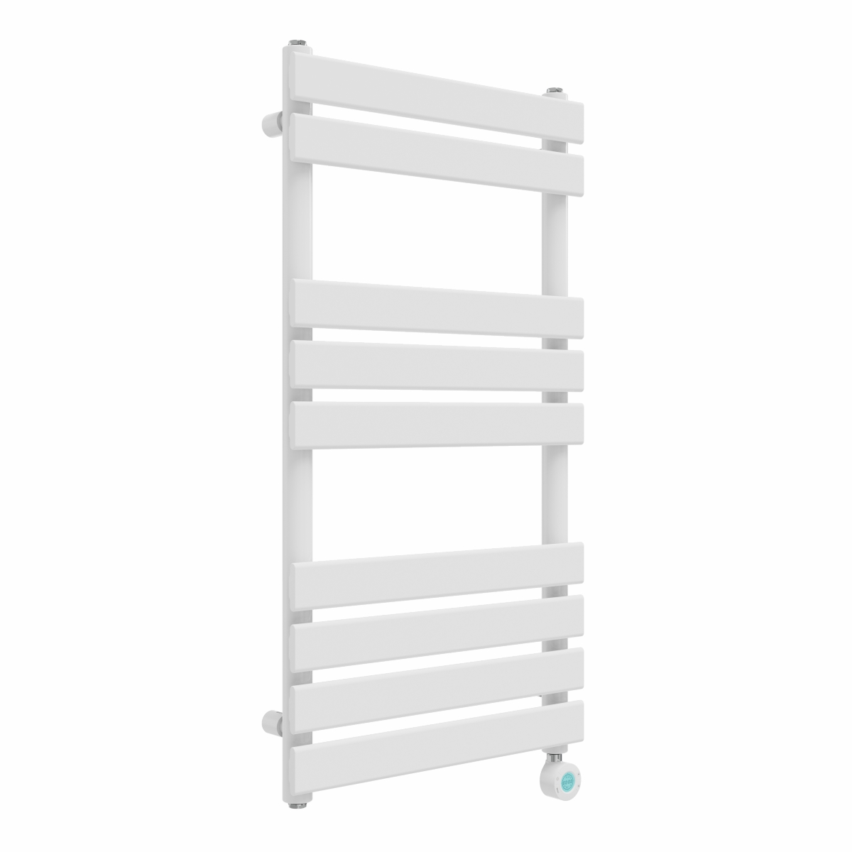 Juva 950 x 500mm White Flat Panel Thermostatic Touch Control Electric Heated Towel Rail