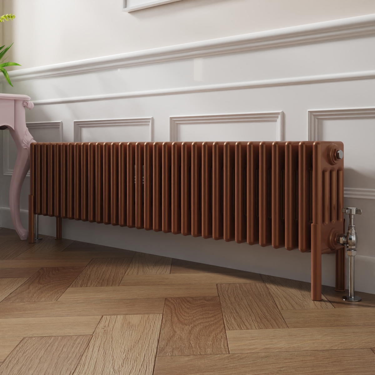 Bern 300 x 1460mm Traditional Metallic Bronze Horizontal Four Column Radiator