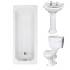 Dorchester Traditional Bathroom Suite 500mm 2 Tap Hole Basin with Traditional Single Ended Bath - 1700 x 700mm