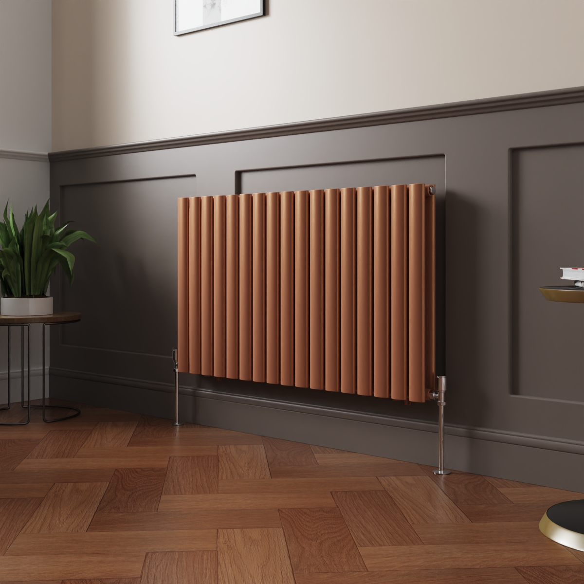 Norden 600 x 1004mm Metallic Bronze Double Oval Column Horizontal Designer Radiator