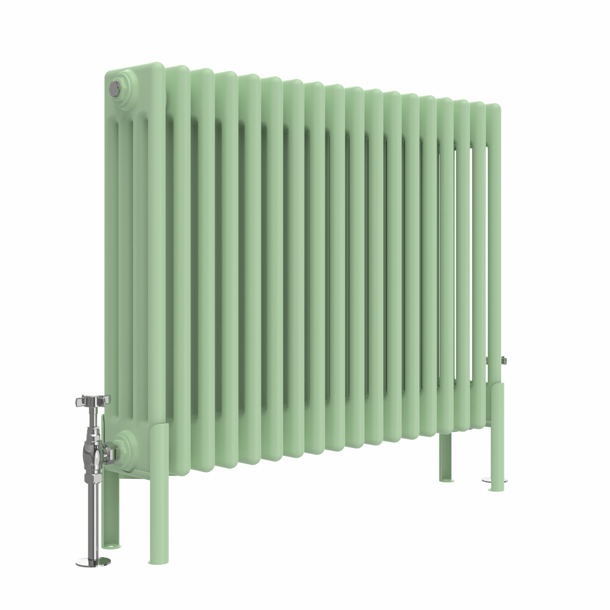 Bern 600 x 830mm Traditional Pastel Green Horizontal Four Column Radiator